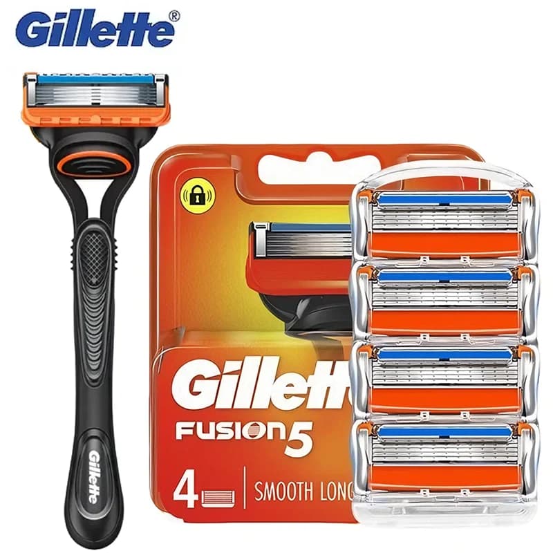 Original Razor Blades Gillette Fusion 5 for Man, 5 Roads, Razor Head Safety Manual, Anti-Friction Blades, Barba Razor Reels
