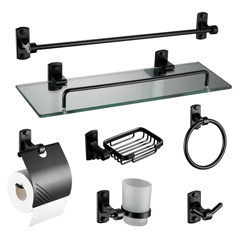 Set di accessori da bagno in alluminio spaziale, portasciugamani, porta carta igienica