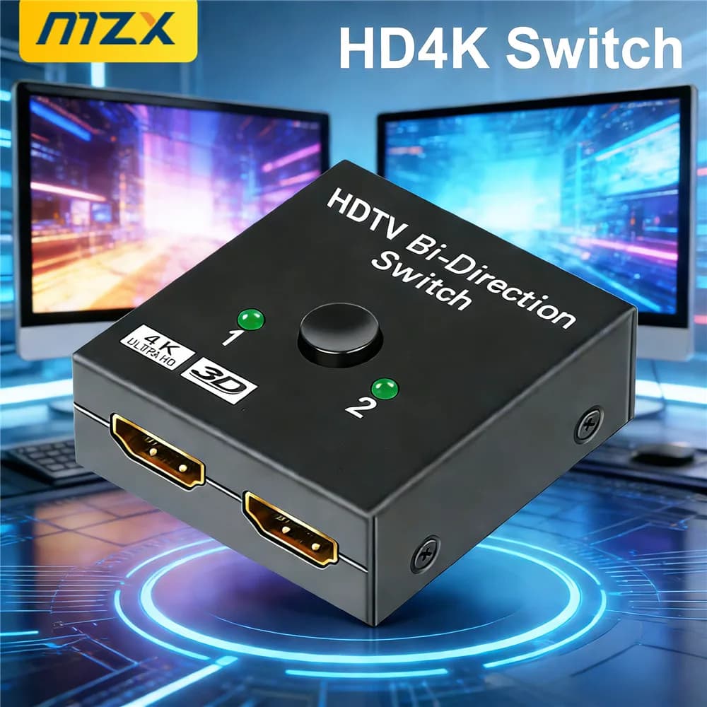 Switch KVM HDMI 4K MZX 2-In-1-Out Bidirezionale 1x2 2x1, Adattatore Convertitore per PC e Laptop