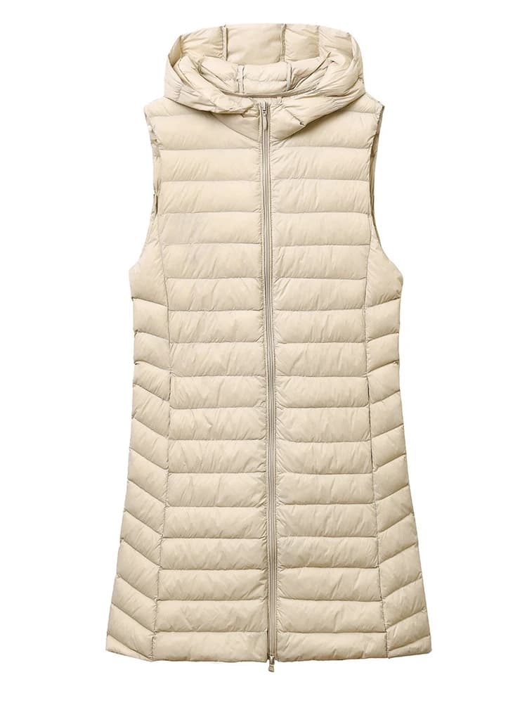 NewBang gilet lungo senza maniche da donna autunno inverno gilet ultraleggero con piumino d'anatra portatile femminile con cappuccio