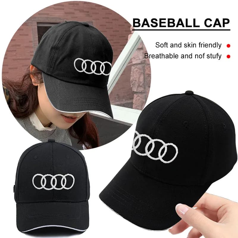 Nuovo Cappellino da Baseball alla Moda per Auto, Cappello Parasole in Cotone per Sport all'Aperto per Audi C5 C6 C7 A4 B6 B8 B7 A6 A3 A5 Q3 Q5 Q7 8P 8V 8L
