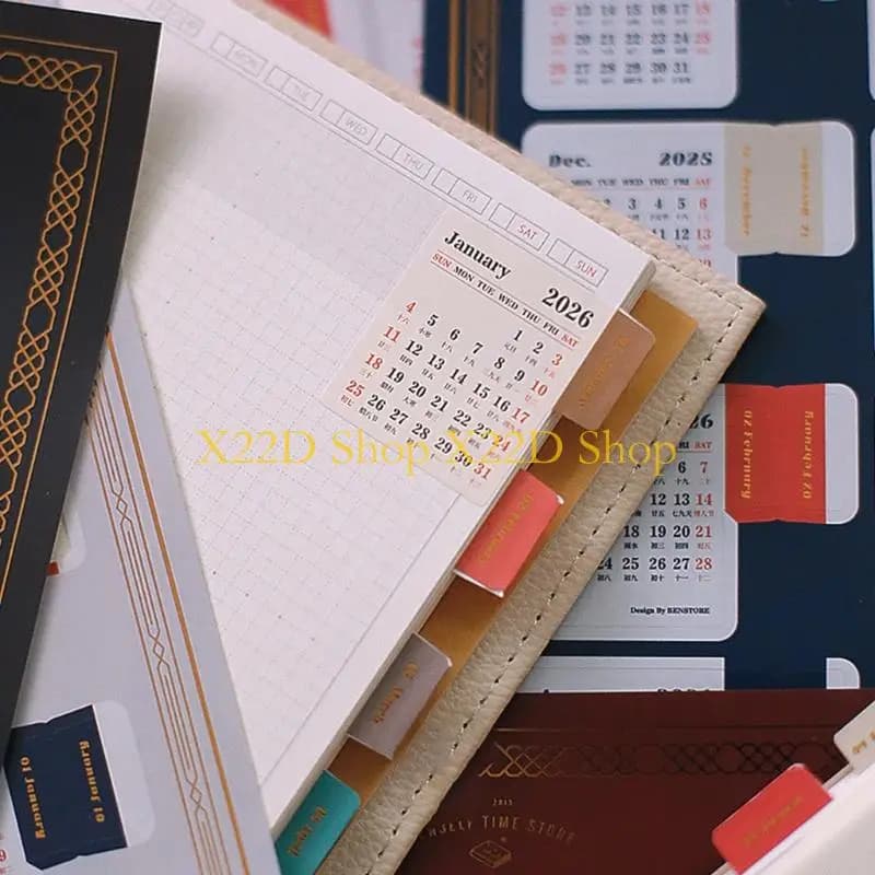 X22D Scheda autoadesiva Adesivi Scheda indice calendario mensile per pianificatori, diario