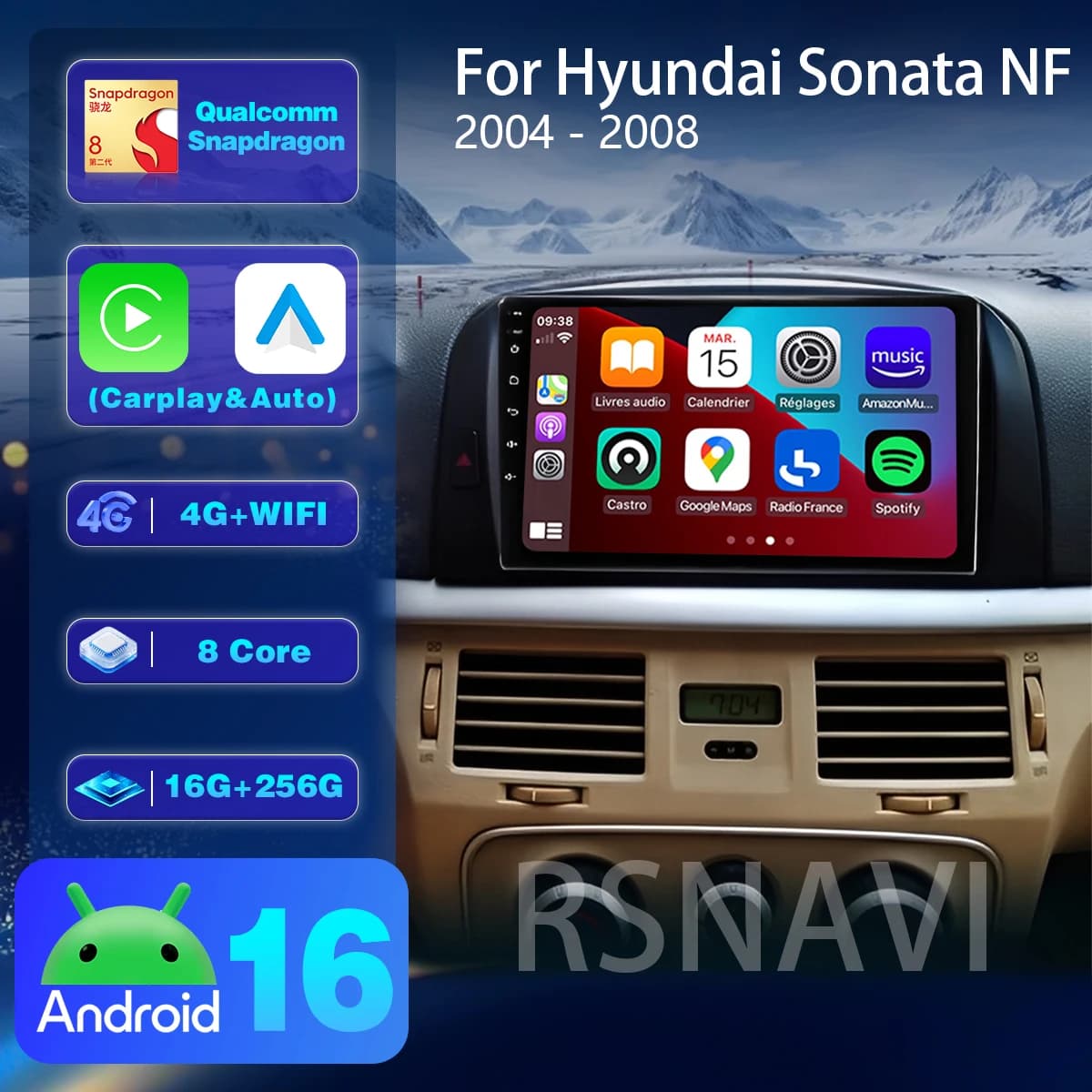 Android 16 Carplay Plug and Play For Hyundai SONATA NF 2004 - 2008 Autoradio Stereo Car Radio Multimedia Player DVD BT video