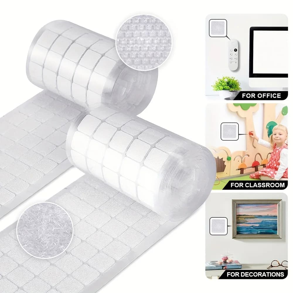 Self Adhesive Dots 0.79in Square Adhesive Sticky Back Glue 20mm Hook and Loop Dots Fasteners Strong Mounting Nylon Tape