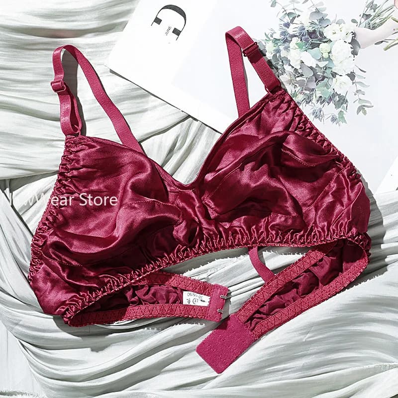 Women Mulberry Silk Bra Ultra-Thin Breathable Wireless Underwear Female Sexy Lingerie Top Push Up Brassiere Unlined Bra
