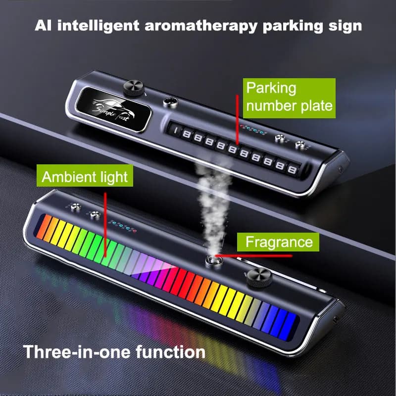 Smart spray diffuser for cars Deodorant for environments with music collection RGB Rechargeable for automotive smells Parking with parking plate