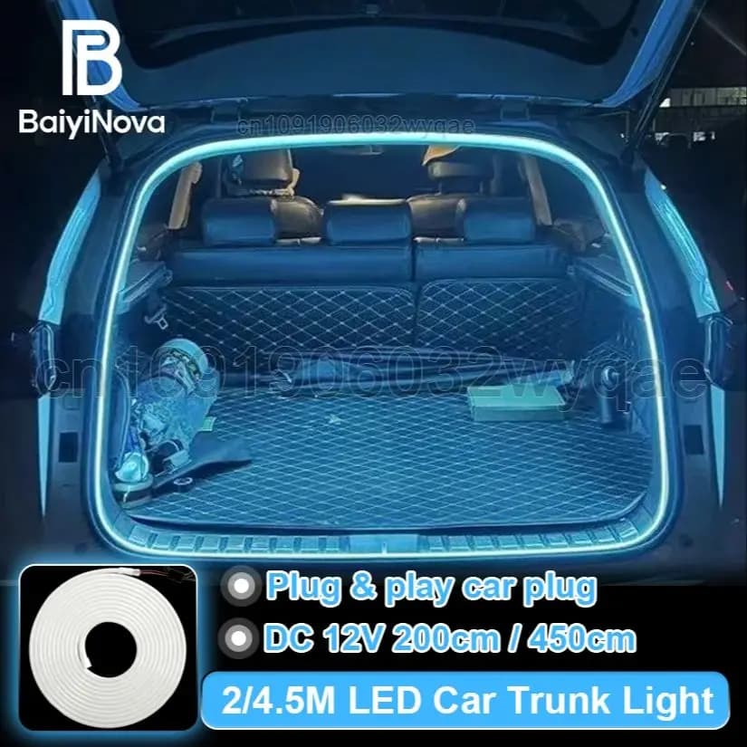 Barra luminosa per bagagliaio auto, barra luminosa a LED da 200 cm/450 cm, lampada d'atmosfera universale per interni auto, accessori auto plug & play LED DC 12V