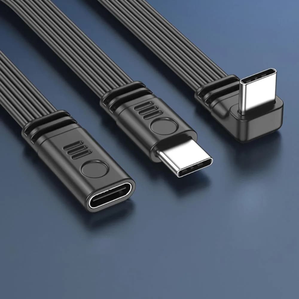 90 Degree Type C Extension Cable 480Mbps High Speed Data Transfer Wire USB C Male To USB C Female Fast Cable For Samsung Xiaomi