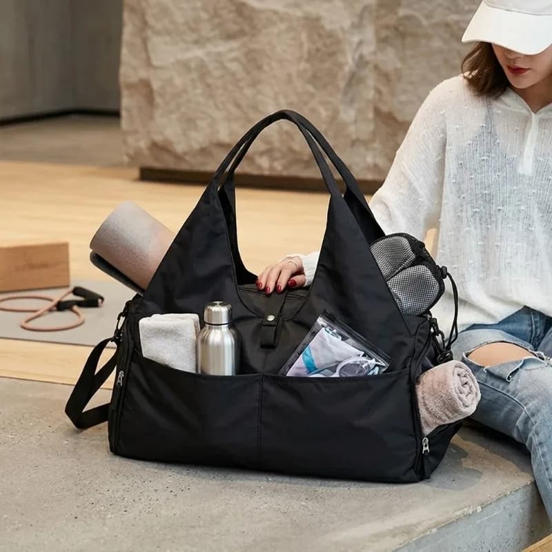 Borsa per Tappetino Yoga da Donna, Borsa Sportiva per Palestra e Fitness, Borsa da Viaggio per Nuoto, Borsa a Tracolla Sportiva con Scomparto Separato per Asciutto e Bagnato
