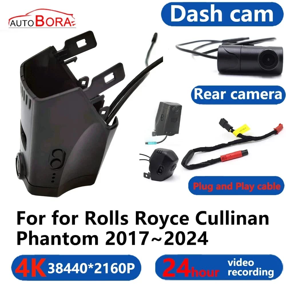 AutoBora 4K Wifi 3840*2160 DVR for Car Dash Cam 24 Hour Monitor for Rolls Royce Cullinan Phantom 2017 ~ 2024