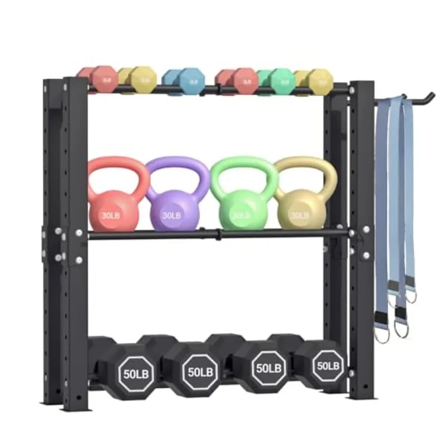 Porta Manubri a 3 Livelli per Donne, Organizzatore Estetico per Palestra Domestica, per Set di Pesi, Kettlebell e Palla da Yoga, Attrezzatura Versatile per Allenamento