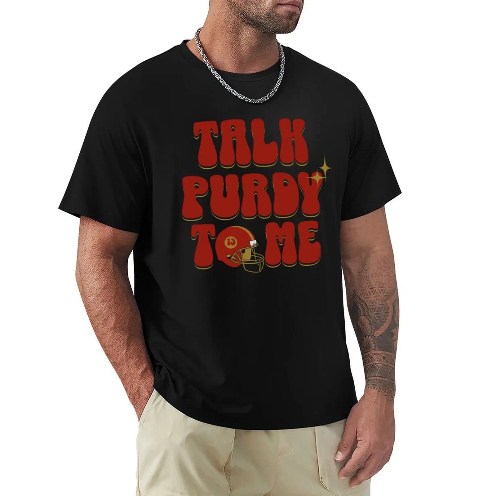 T-shirt Brock Purdy Talk Purdy To me, maglietta traspirante a maniche corte per palestra