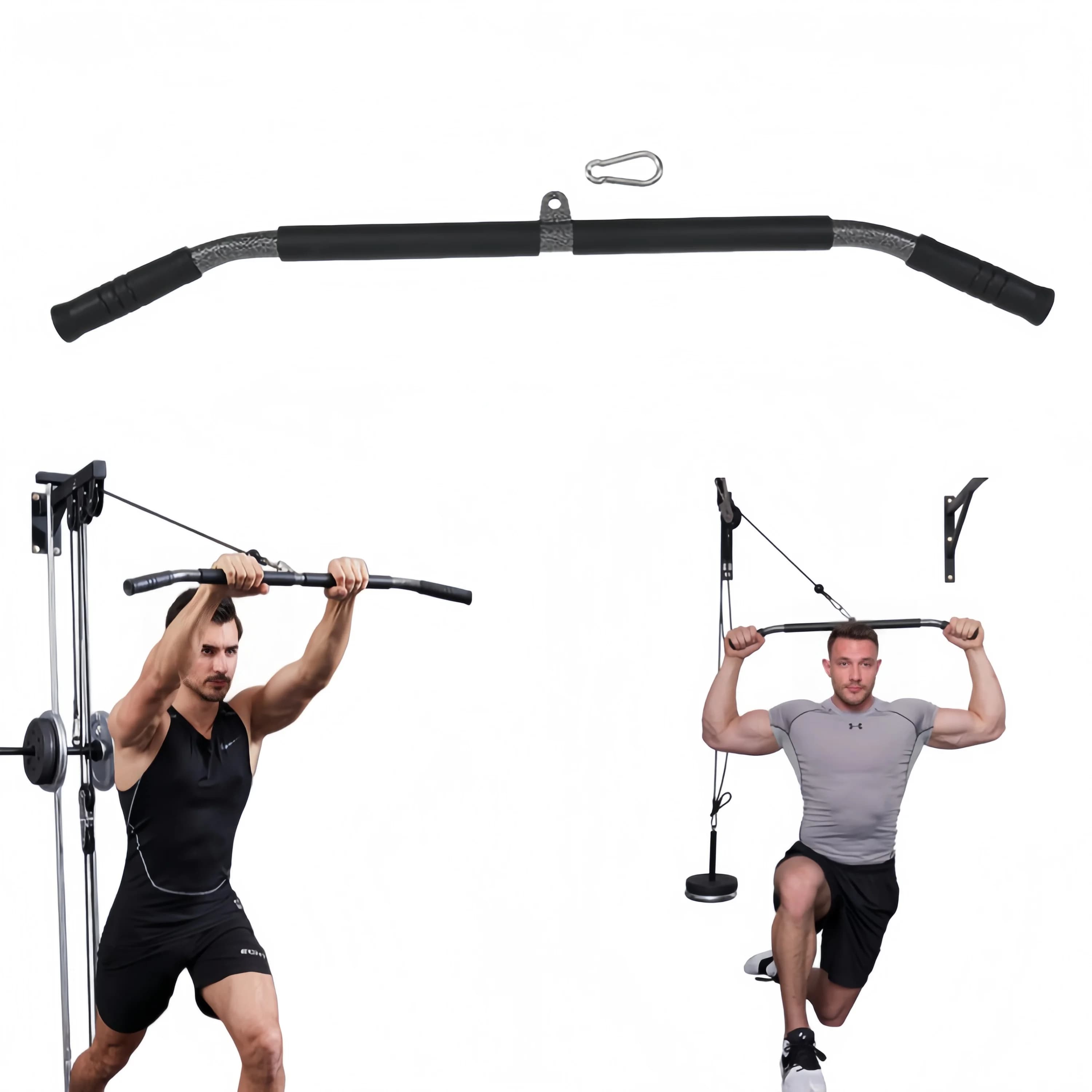 Non slip Lat Pulldown Bar Handle, Back Training Pull Down Bar, Gym Cable Machine Attachment for Rowing & Arm Strength Training