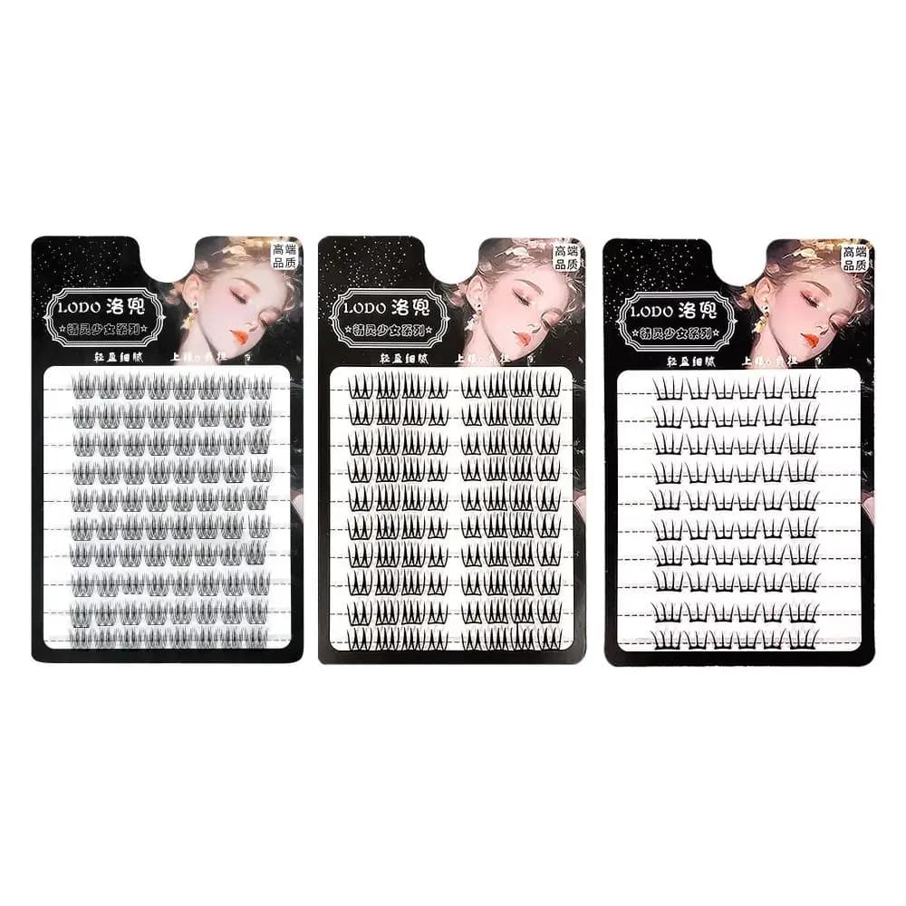 Ciglia Finte a Ciuffetti Singoli per Ragazze, Morbide, Voluminose e Spesse, Fatte a Mano, 10 File, 11-13mm, Extension Ciglia