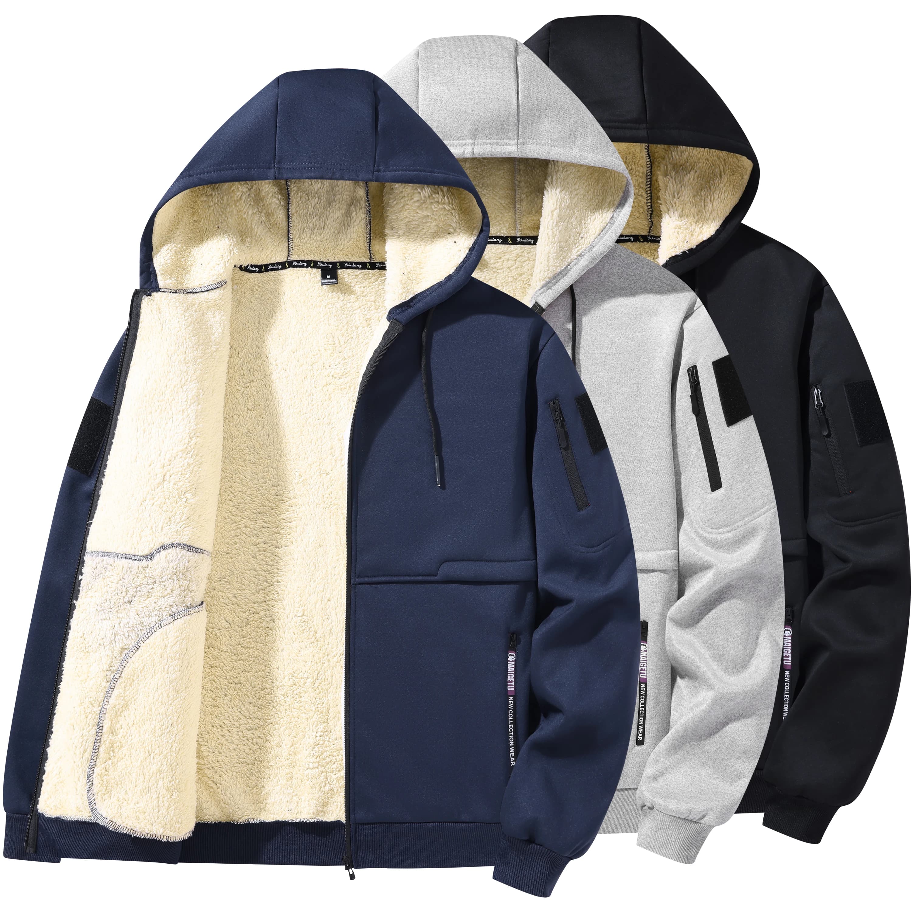 Giacca invernale da uomo con cerniera in pile caldo antivento con cappuccio addensare cardigan sportivo casual felpe a maniche lunghe cappotto con cappuccio