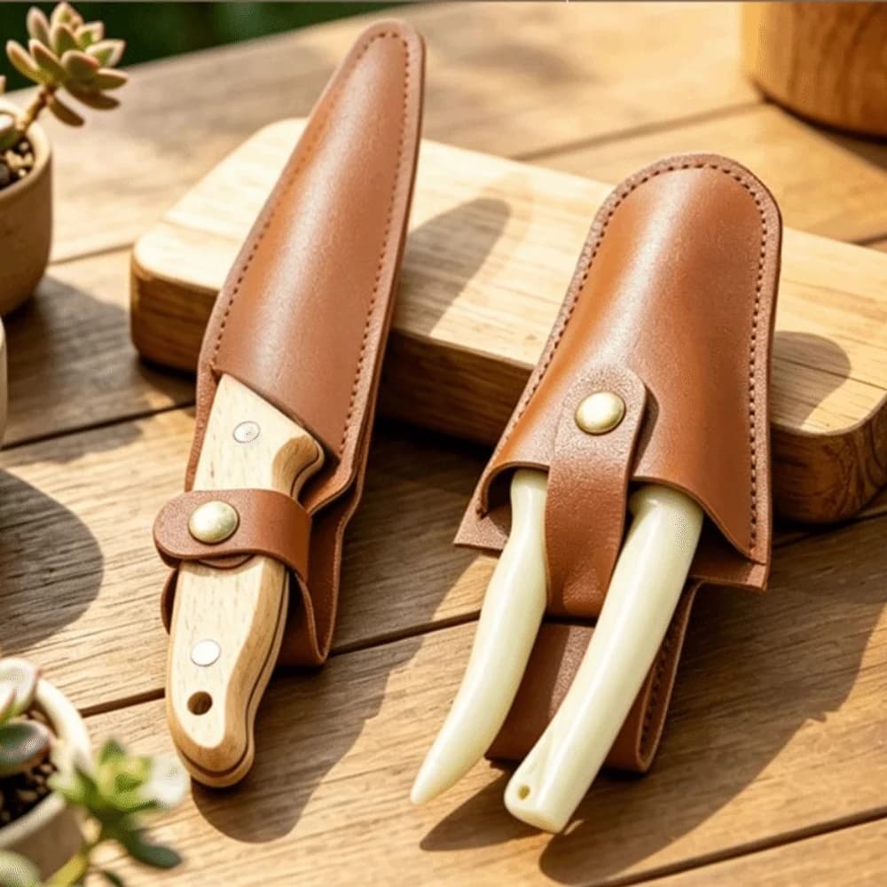 PU Leather Cutter Storage Bag Protective Cover Button Buckle Pruning Shears Pouch Multifunction Portable Leather Pliers Cover