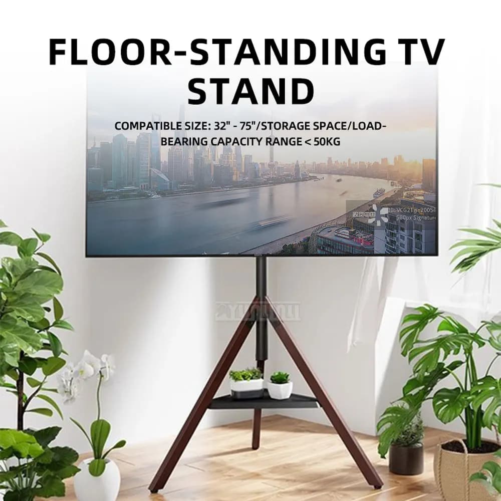 TV stand universal floor standing stand solid wood 32-75 inch monitor hanger