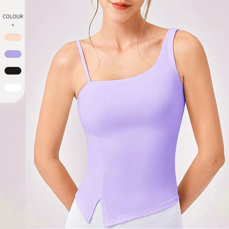 Women Padded Cami Yoga Tank Top Skin-Friendly Breathable Sleeveless Top Running Fitness Sports Wear