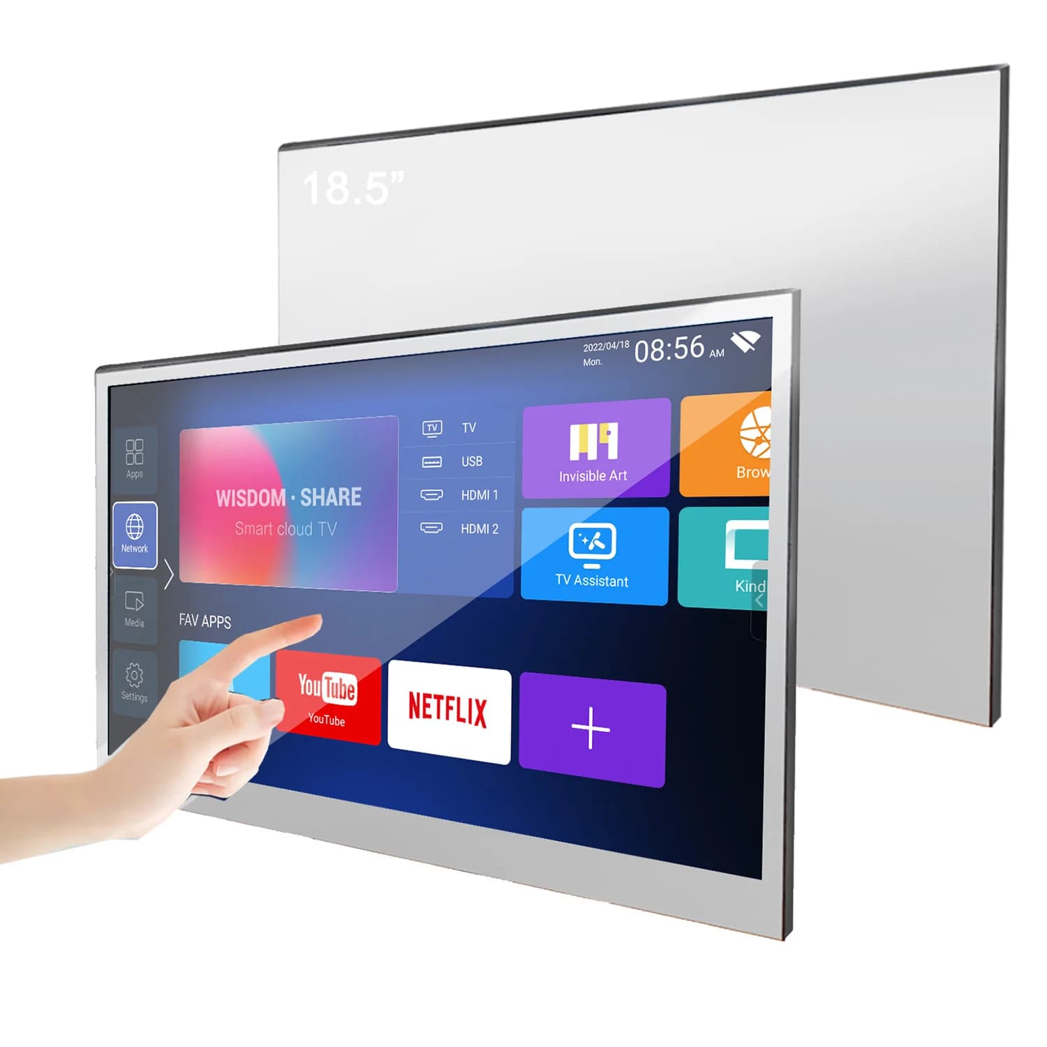 Souria 19 pollici LED Specchio Mini Smart Touchscreen TV per Area compatta Bagno SPA Impermeabile IP65 WiFi Bluetooth DTV Sintonizzatore
