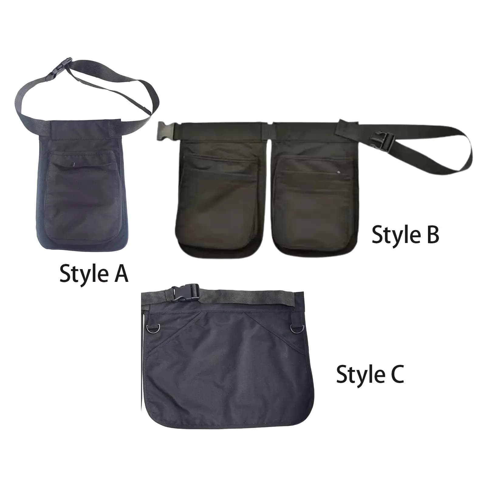 Waist Bag Fashionable Black with Adjustable Buckle Waist Apron Outdoor Belt Bag for Running Activities Cycling Hiking Outdoor