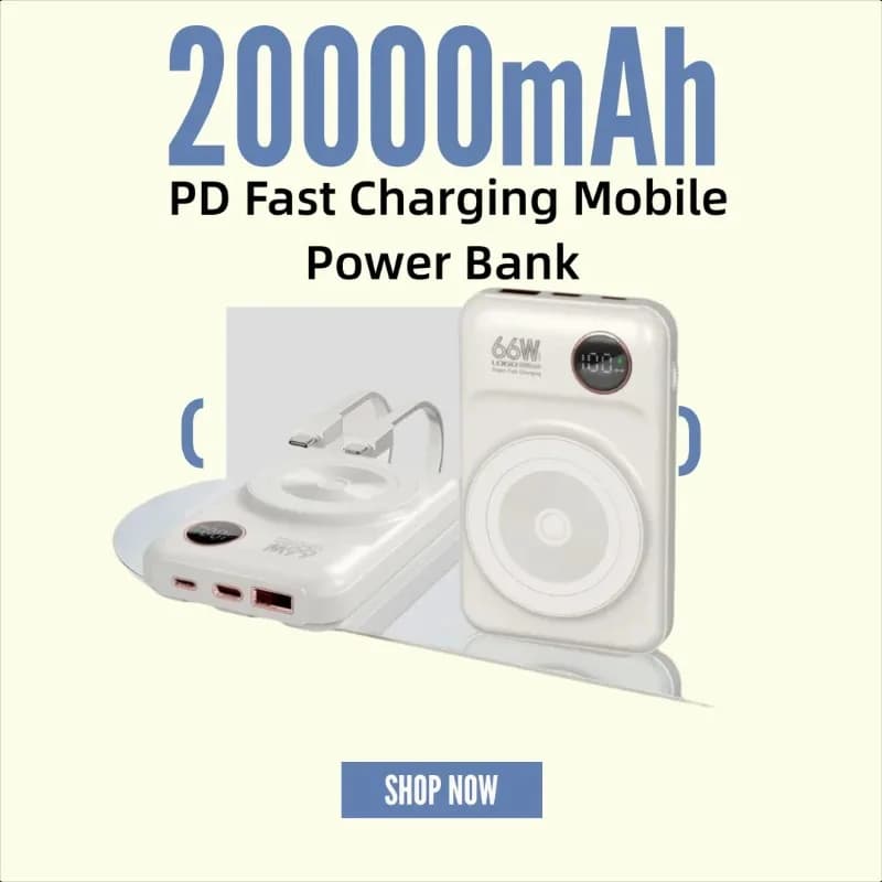 Power Bank Magnetico Wireless Integrato da 22.5W con Cavo, 20000mAh, Ricarica Rapida PD