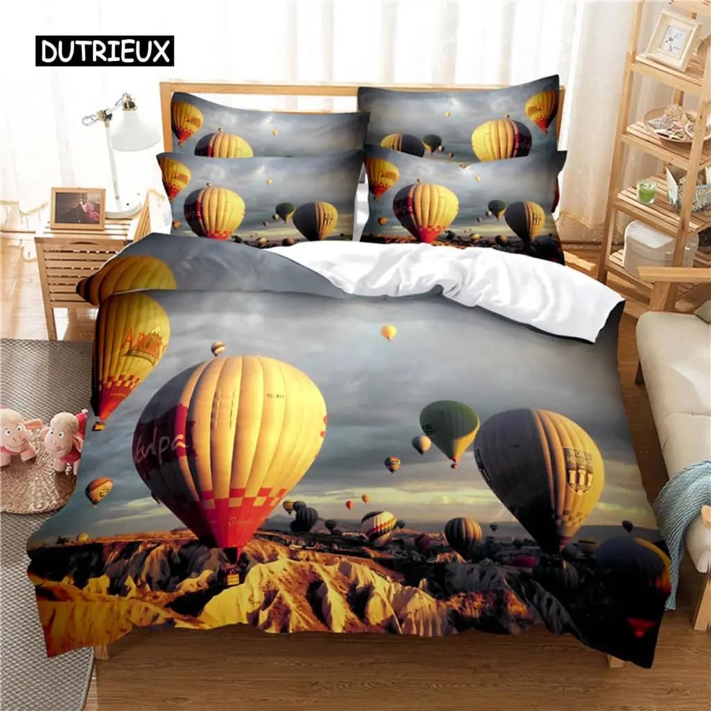 Set di Biancheria da Letto con Stampa Digitale 3D di Bellissimi Paesaggi, Copripiumino e Lenzuola, Misura Queen