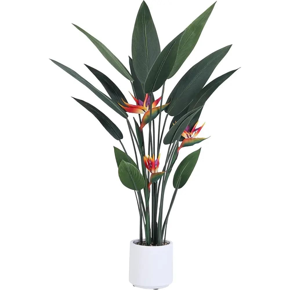 Plant of Banan leaves High 48 Inch for Internal or External Use, Artificial Flowers and Palm with Plastic Jar for Office and Home