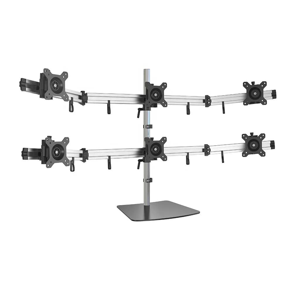 Supporto per monitor multi schermo indipendente stabile con base smerlata ergonomica all'ingrosso a 6 bracci