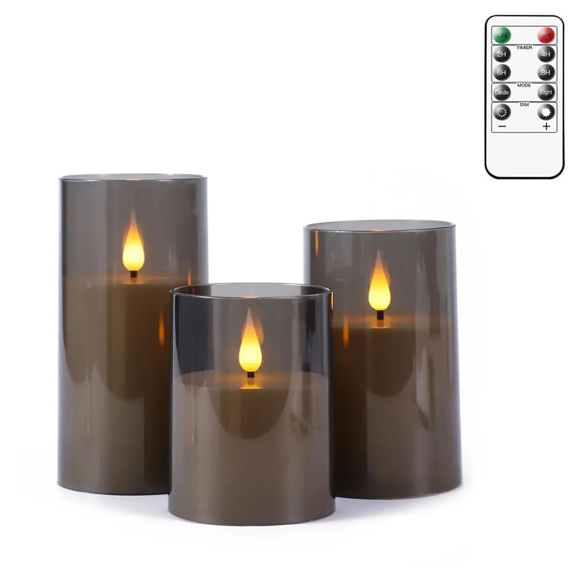 Candele a colonna senza fiamma a led oro/grigio da 1 o 3 pezzi con telecomando e timer, candele di Natale/Halloween con vetro acrilico