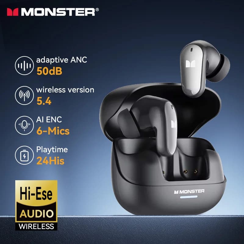 Monster TWS Auricolari Bluetooth 5.4 senza fili Cuffie stereo HIFI Cuffie da gioco musicali Auricolari in-ear con cancellazione del rumore con microfono