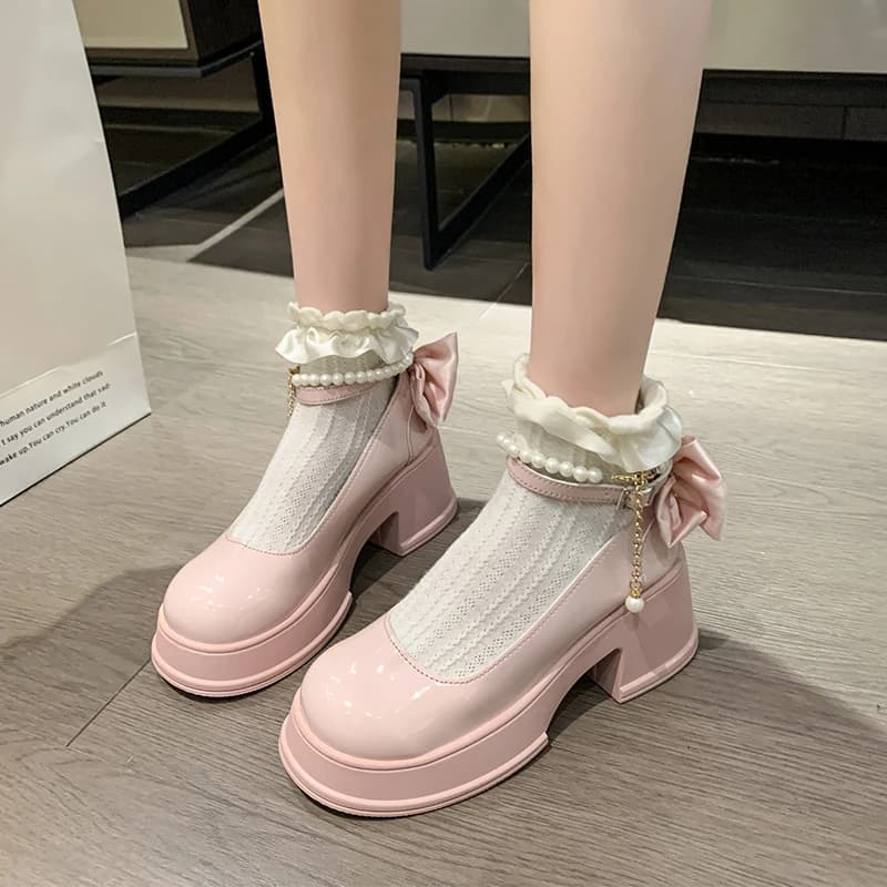 Tacchi alti primavera/estate con gonne tacchi alti fibbie di perle Mary Jane scarpe da donna d'affari banchetto scarpe Casual per le donne
