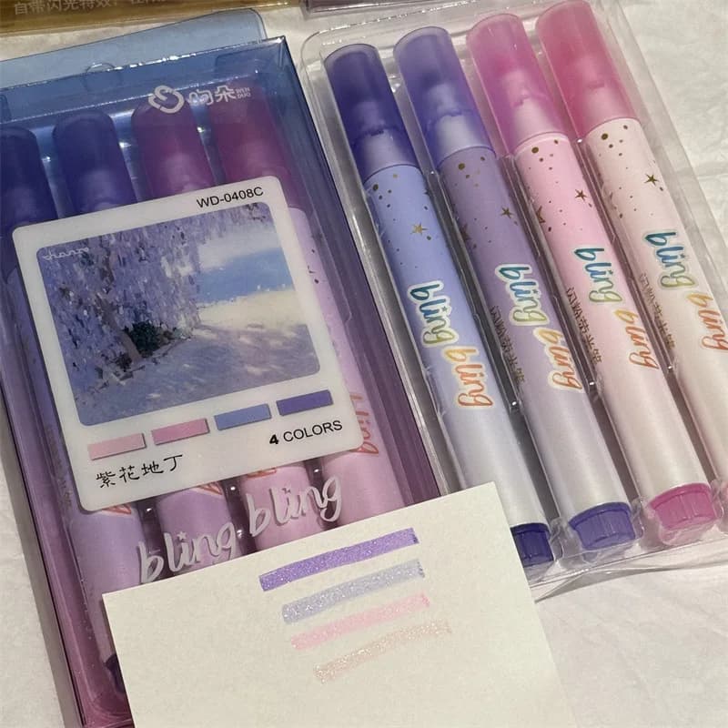 Set di evidenziatori in gel glitterato da 3 pezzi/set punta morbida per note pennarelli artistici pastello con inchiostro ad asciugatura rapida regalo artistico Kawaii per la journaling