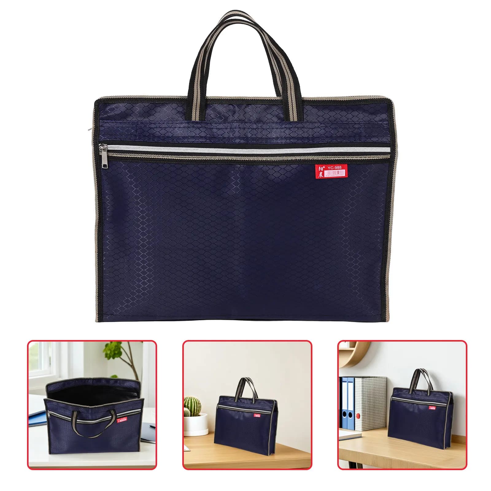 Borsa Portadocumenti in Tessuto Oxford Impermeabile a Doppio Strato, Borsa Portatile per Archiviazione e Trasporto Laptop, per Ufficio e Viaggi
