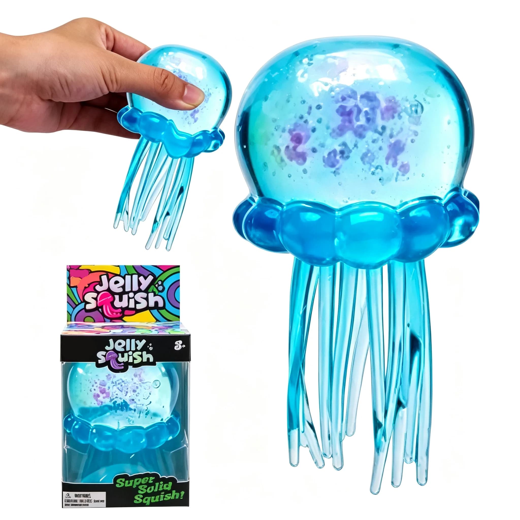 Safe & Odorless Jellyfish Squishy Toy, Soft Transparent Squeeze Fidget Toy, Stress Relief Sensory Toy for Kids Adults Xmas Gifts