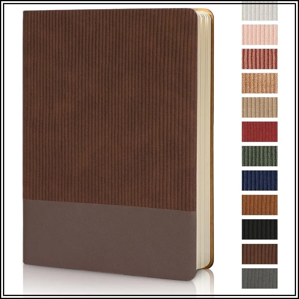 A5 PU Leather Lined Journal Notebook, 216 Pages, 5.79"x8.27", for Work, School, Travel, Daily Writing, Gift (Coffee)