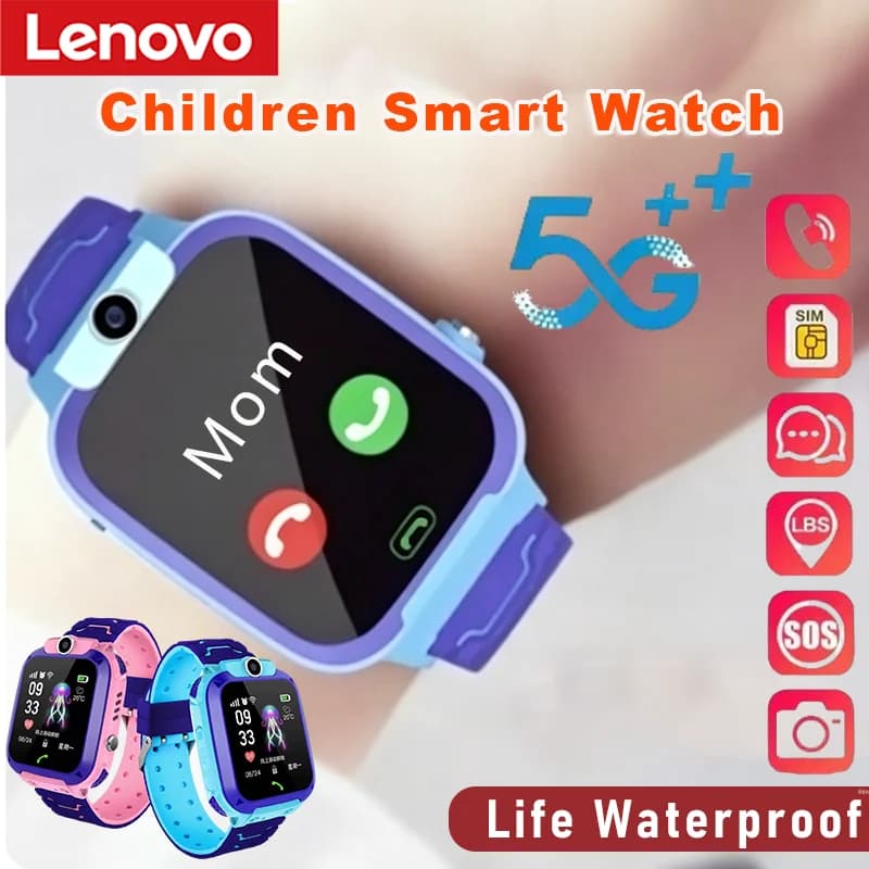 Lenovo 2026 5G Smartwatch Impermeabile per Bambini con SOS, GPS, Chiamate, Fotocamera, Scheda SIM, Regalo per Ragazzi e Ragazze, Compatibile con iOS e Android