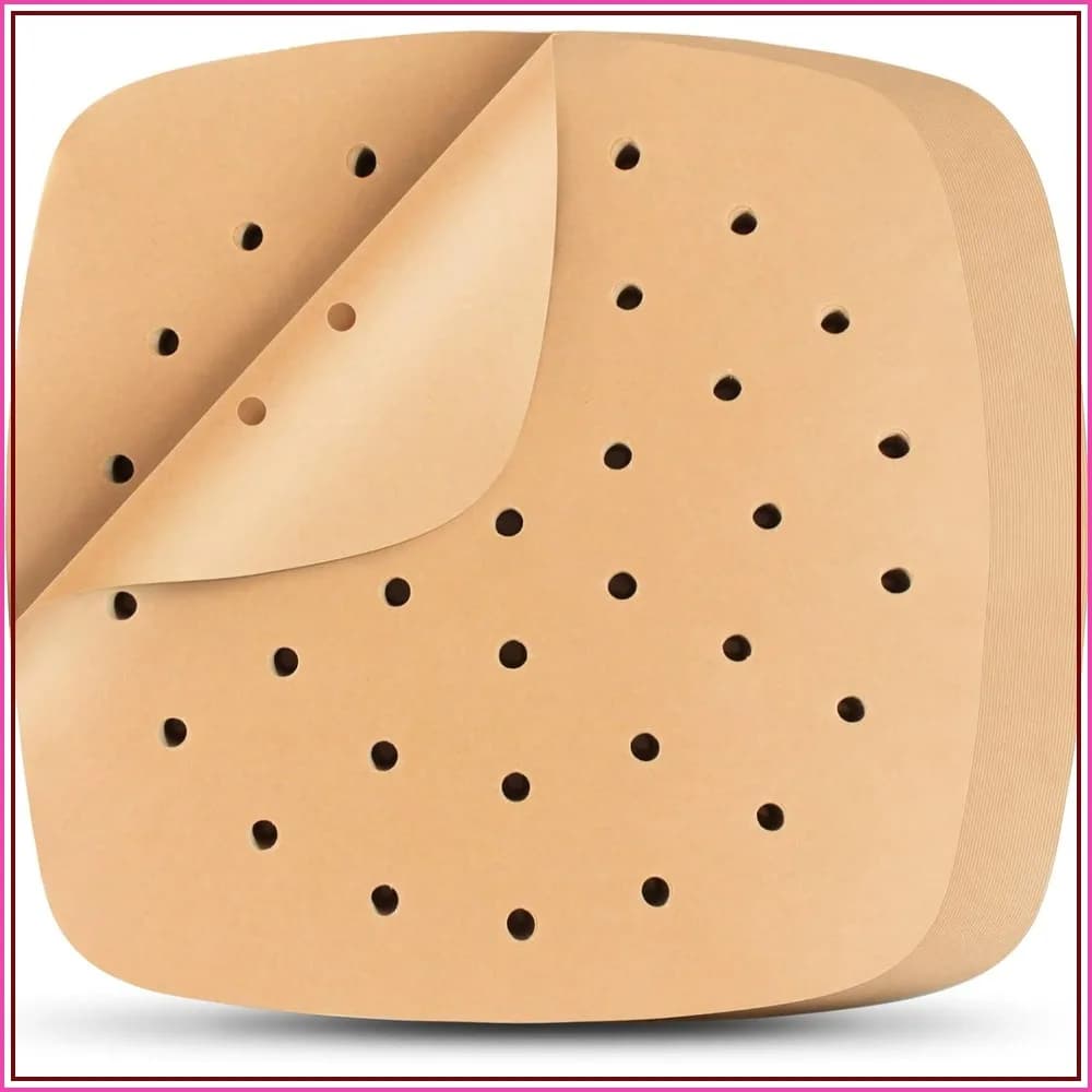 200 Pcs Air Fryer Liners, 8.5 Inch Square Perforated Parchment Paper for Baking and Steaming, Unbleached