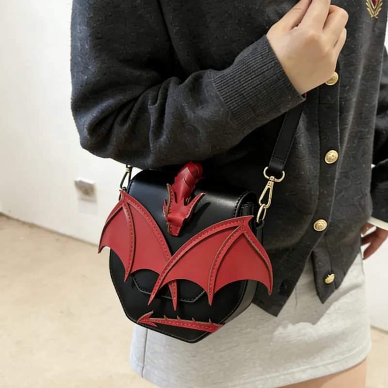 Borsa a Tracolla con Ali di Drago in Stile Fantasy, Nuovo Design 3D 2026, in Ecopelle, Borsa a Tracolla con Ali del Diavolo, Portafoglio per Telefono