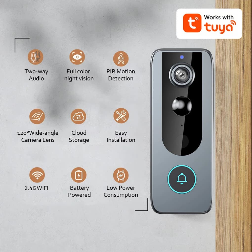 Videocitofono Tuya WiFi Smart citofono bidirezionale telecamera wireless rilevamento movimento di sicurezza visione notturna videocitofono impermeabile