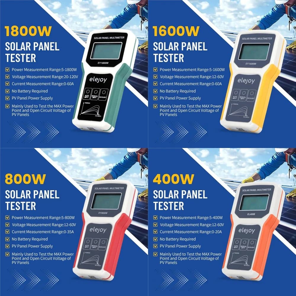 Tester per Pannelli Solari ELEJOY per Regolatore di Carica MPPT, Multimetro Fotovoltaico per Test di Tensione e Corrente dei Pannelli Solari