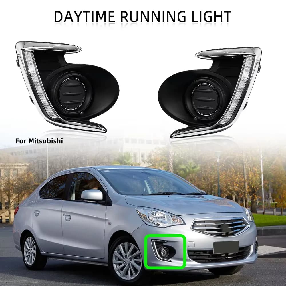 Paraurti anteriore Fendinebbia per Mitsubishi Attrage Mirage G4 2012-2017 Faro Fendinebbia Indicatori di direzione Luci di marcia diurna Parti