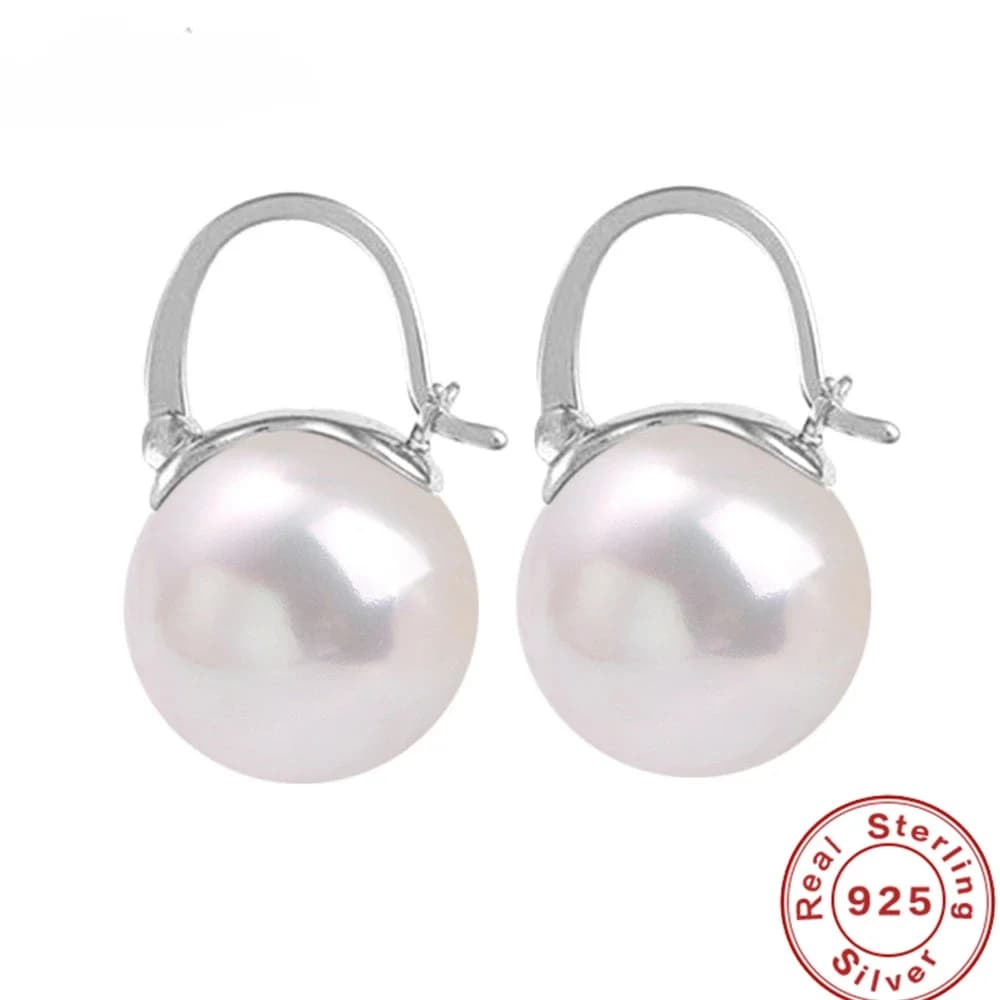 Orecchini in argento sterling 925 con perle e ciondoli in oro 18 carati con gancio carino, festa di fidanzamento, matrimonio per donne e donne
