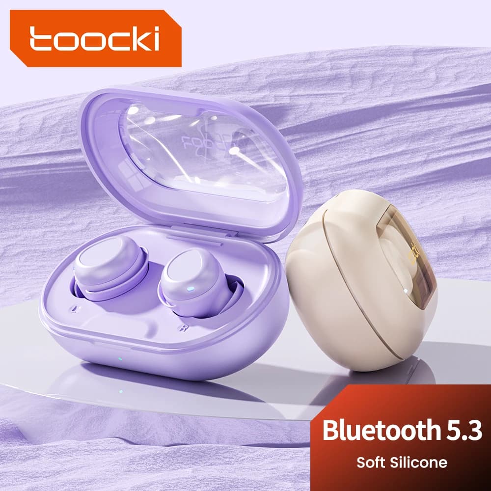 Toocki Bluetooth 5.3 IPX4 Wireless Headset Touch Control Mini ENC Silica Gel Headphones Sleep Comfort