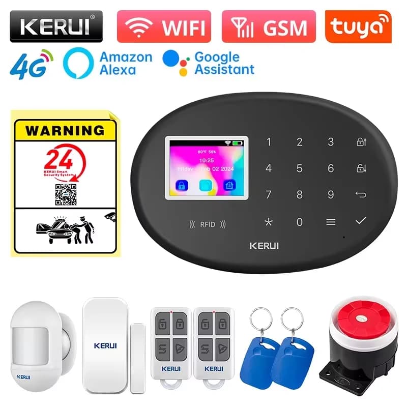 KERUI WIFI + 4G 2G GSM Sistema di allarme funzionante con Tuya Smart Life APP Allarme antifurto con sensore wireless Allarme casa intelligente W204