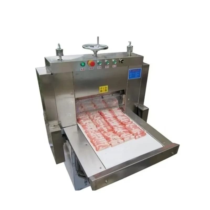 Affettatrice per pancetta per rotolo di montone a controllo numerico automatico commerciale in acciaio inossidabile che taglia il nastro per affettatrice per carne congelata