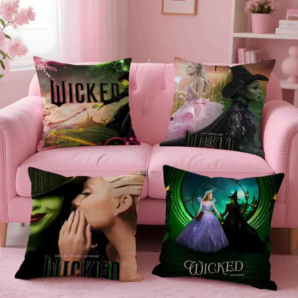 movies W-Wicked Part One Cushion Cover Comfortable Reversible Pillow Cover Ideal for Car Sofa Bedroom & Beyond