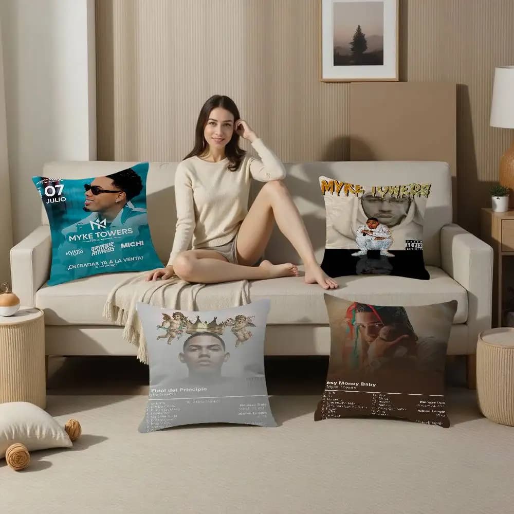 Pop Singer Star M-Myke Towers Cushion Cover Pillowcase Upholstery Sofa Throw Pillow Home Decor Pillowcas