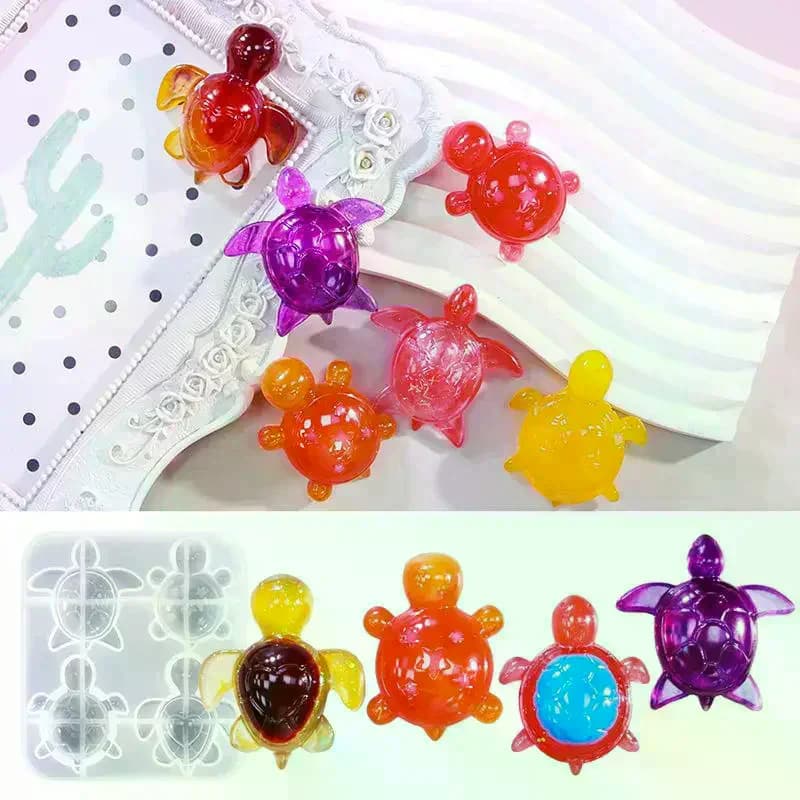 Turtles Plaster Silicone Molds DIY Heart Star Texture Shell Ornaments Epoxy Resin Mould Scented Animal Candle Soap Mold Four