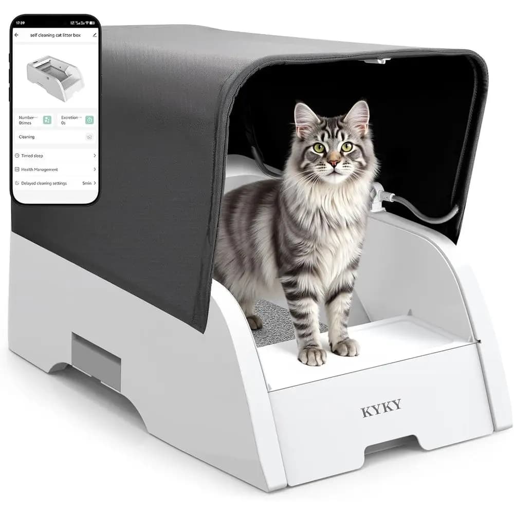 Lettiera Automatica per Gatti Aggiornata con Controllo Tramite App, Design Ampio e Aperto per Gatti Singoli o Multipli, Anti-Pizzicamento e Controllo Odori