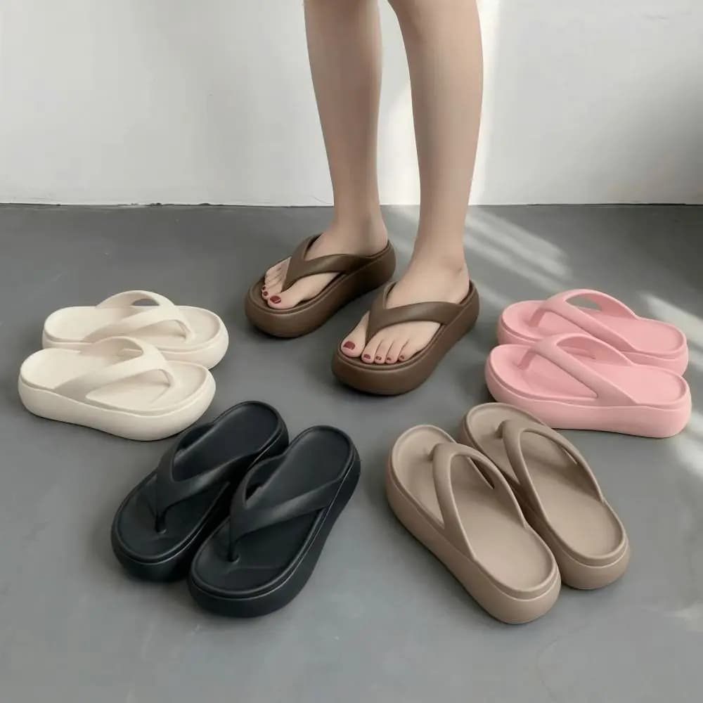 Ciabatte con Piattaforma Rialzata 5CM, Suola Morbida in EVA, Sandali da Spiaggia Leggeri Antiscivolo, Infradito da Donna per Outfit Quotidiani